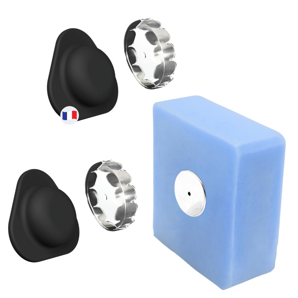 [EHOP] Pack of 2 Fixed Magnetic Soap Dishes | Black | Powerful Design & Attachment without Drilling or Suction | Solid Soap | French Design