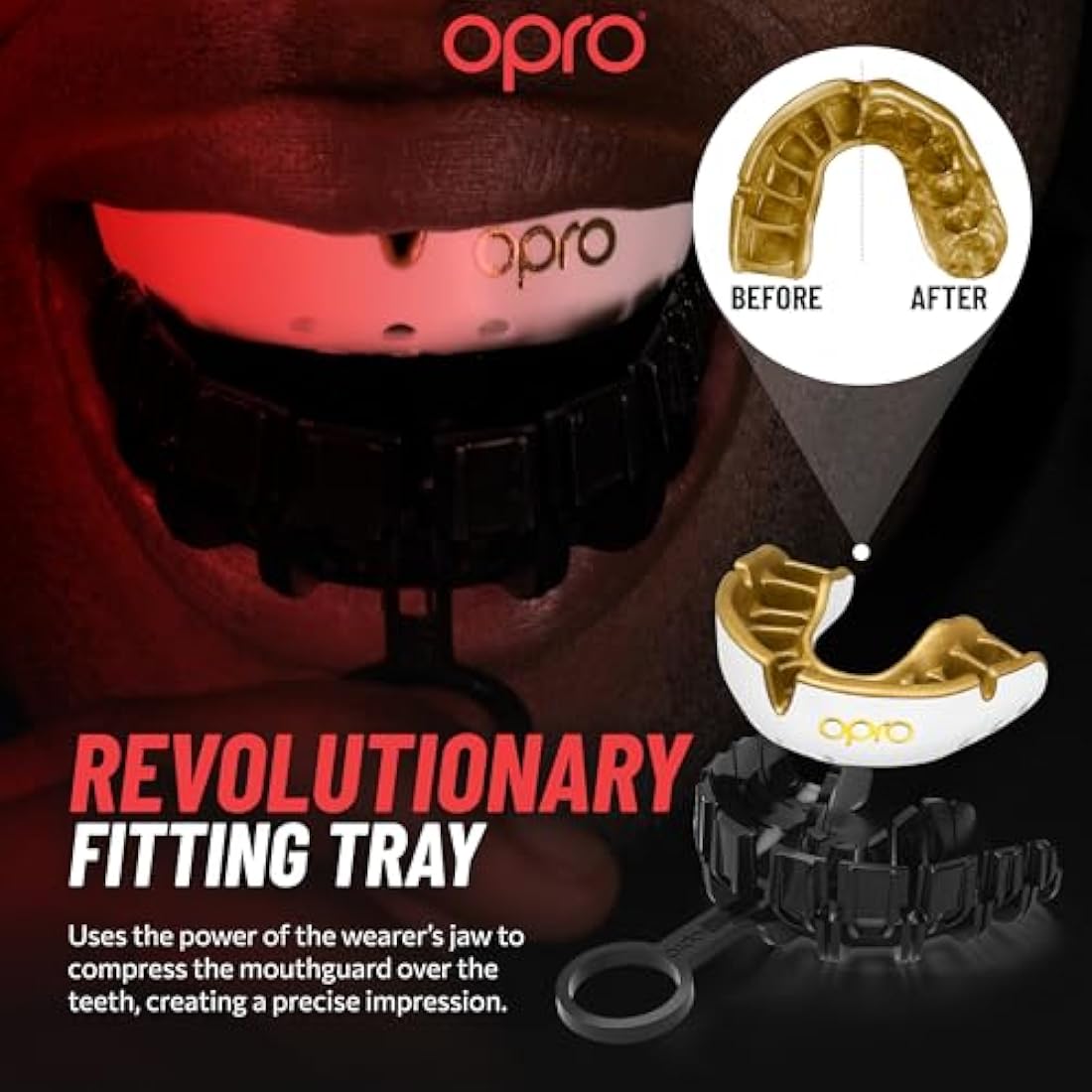 OPRO Gold Level Mouthguard Premium Fit – Gum Shield Adult and Kids – OPRO Mouth Guard Boxing and MMA, Easy Self-Fit Gum Shield Rugby and Hockey – Premium Protection with Dental Warranty