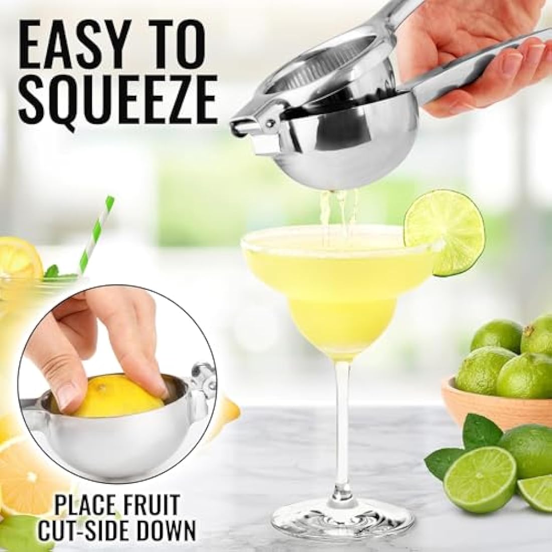 Lemon Squeezer Stainless Steel with Premium Quality Heavy Duty Solid Metal Squeezer Bowl - Large Manual Citrus Press Juicer and Lime Squeezer Stainless Steel - by Zulay Kitchen