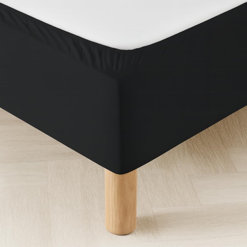 Bed Base Cover 200 x 200 cm Black – Soft and Stretchy Fabric – Impeccable Look – Easy to Install