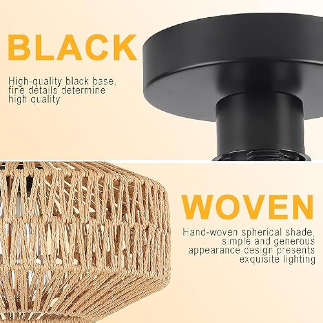 Schindora Boho Rattan Ceiling Lights,Vintage Chandeliers Ceiling Light E27 Rustic Braided Basket Lamp Shades Ceiling for Bedroom Living Room Kitchen Dining Hallway,Without Bulb
