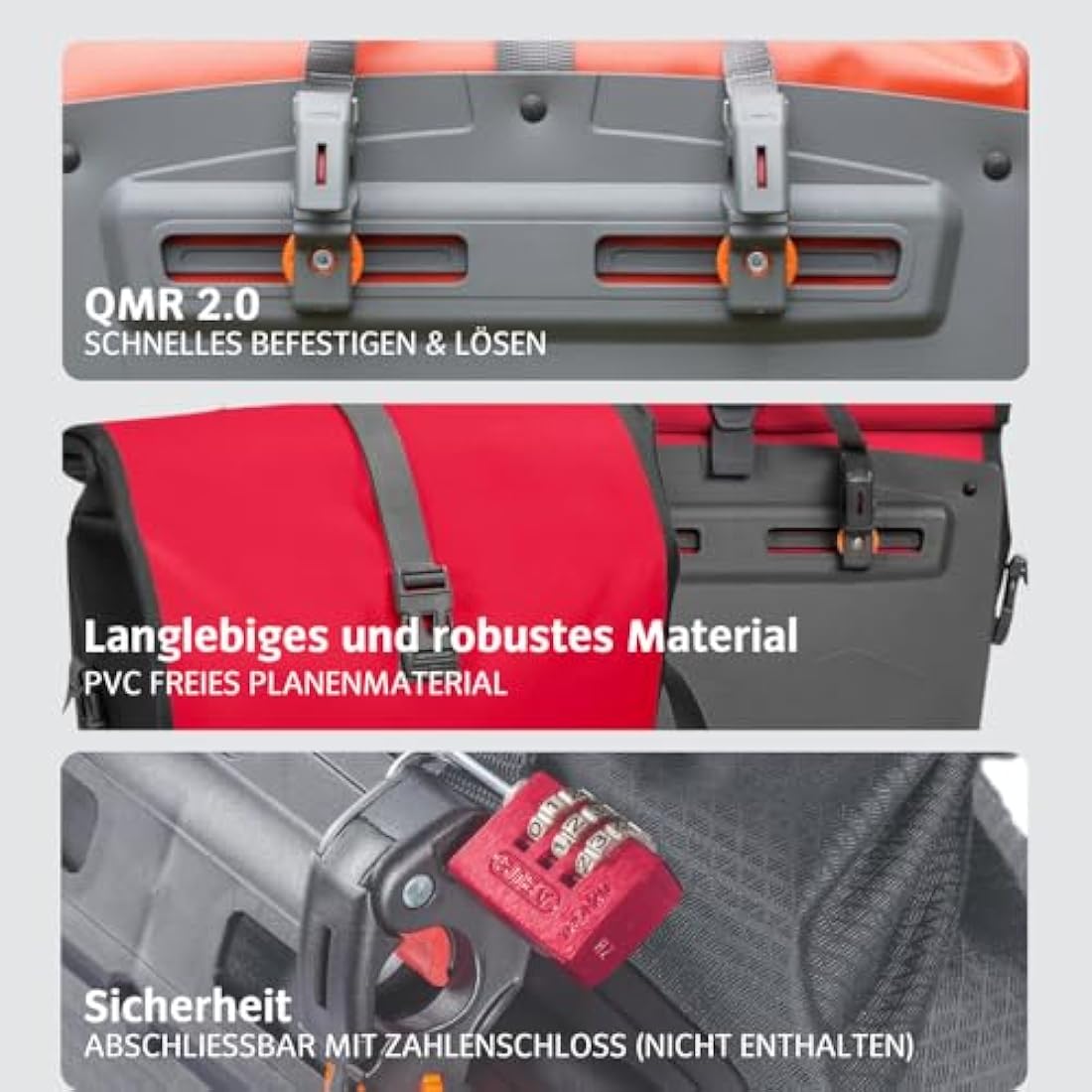VAUDE Aqua Back Bike Pannier in Red, 2 x 24 Rear Bike Rack Bag - Waterproof Cycling Bag, Easy Mounting - Made in Germany
