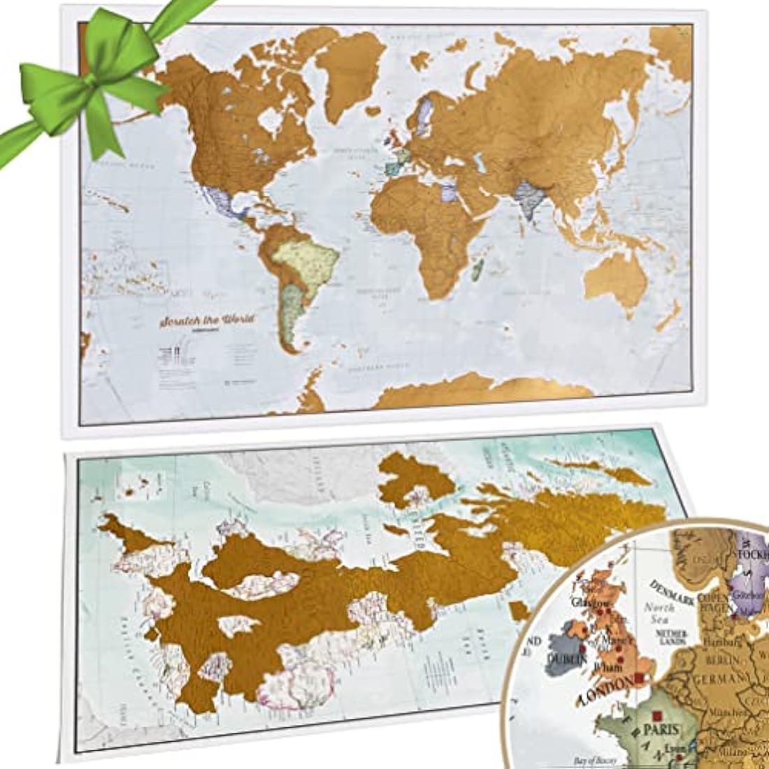Scratch The World® Travel Map - Scratch Off World Map Poster + Bonus UK Scratch - Maps International - 50 Years + of map Making - Most Detailed Map Gift