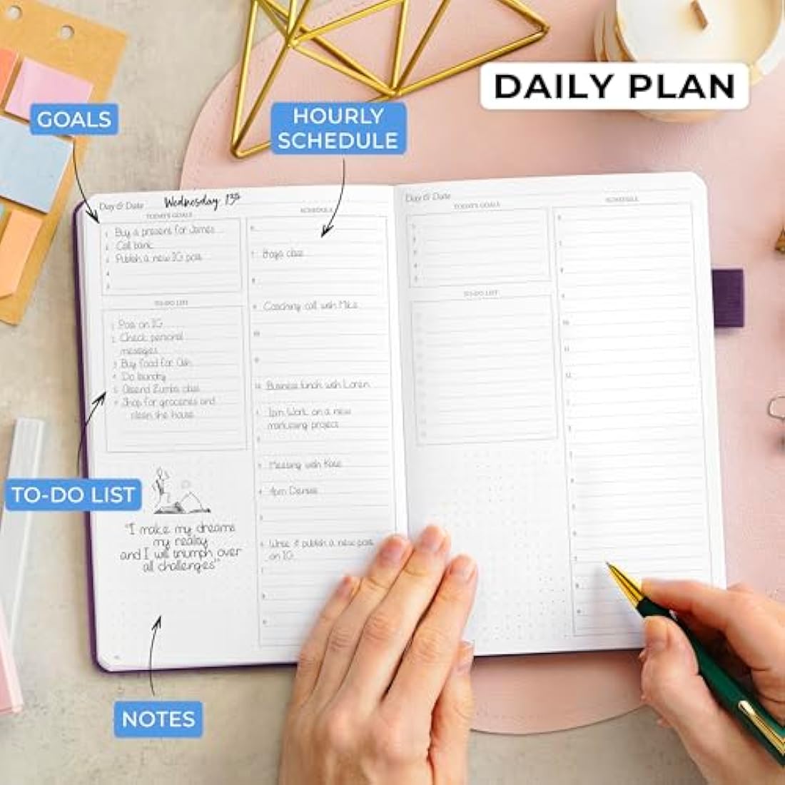 Legend Planner Daily for 3 Months – Undated Monthly Weekly & Daily Planner to Hit Goals. Organizer & Productivity Journal, A5 (Dark Purple)