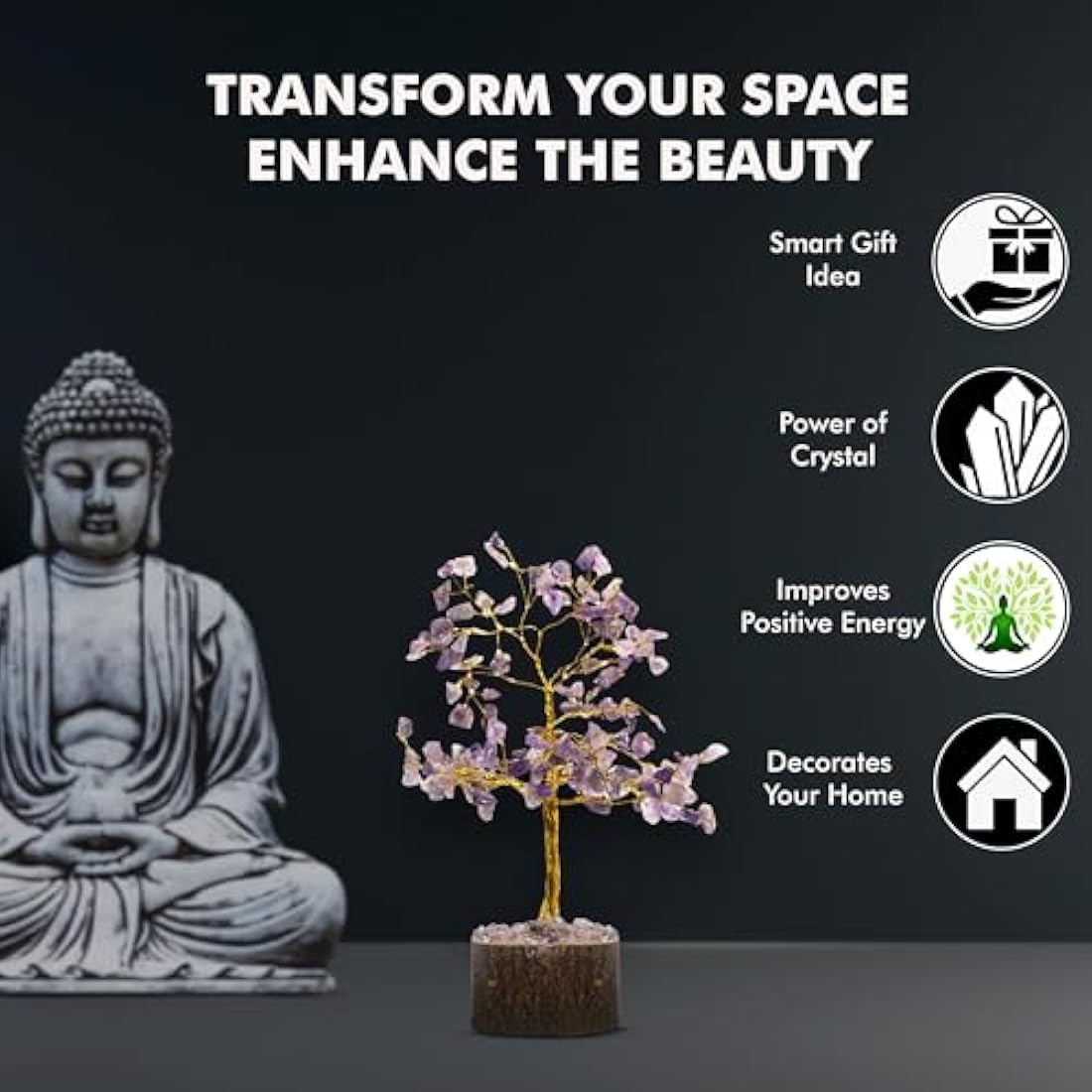 Wonder Care Amethyst Crystal Tree for Home Decorations Crystals and Healing Stones Witchy Room Crystal Decor Tree Crystal Gifts Gem Tree Christmas Tree Stands for Real Tree…