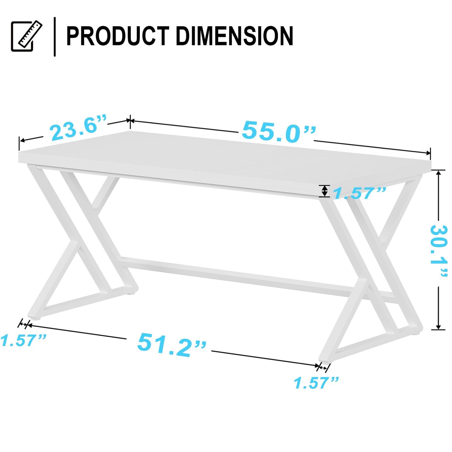 LVB Computer Desk Gaming Office Table long Desks for Home 140cm White Oak
