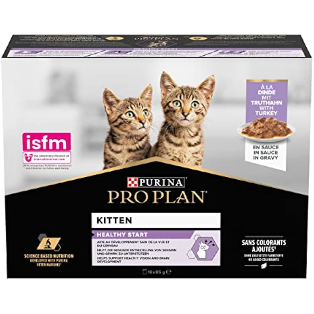 PRO PLAN Kitten Healthy Start Turkey in Gravy Wet Cat Food 10x85g, Pack of 4