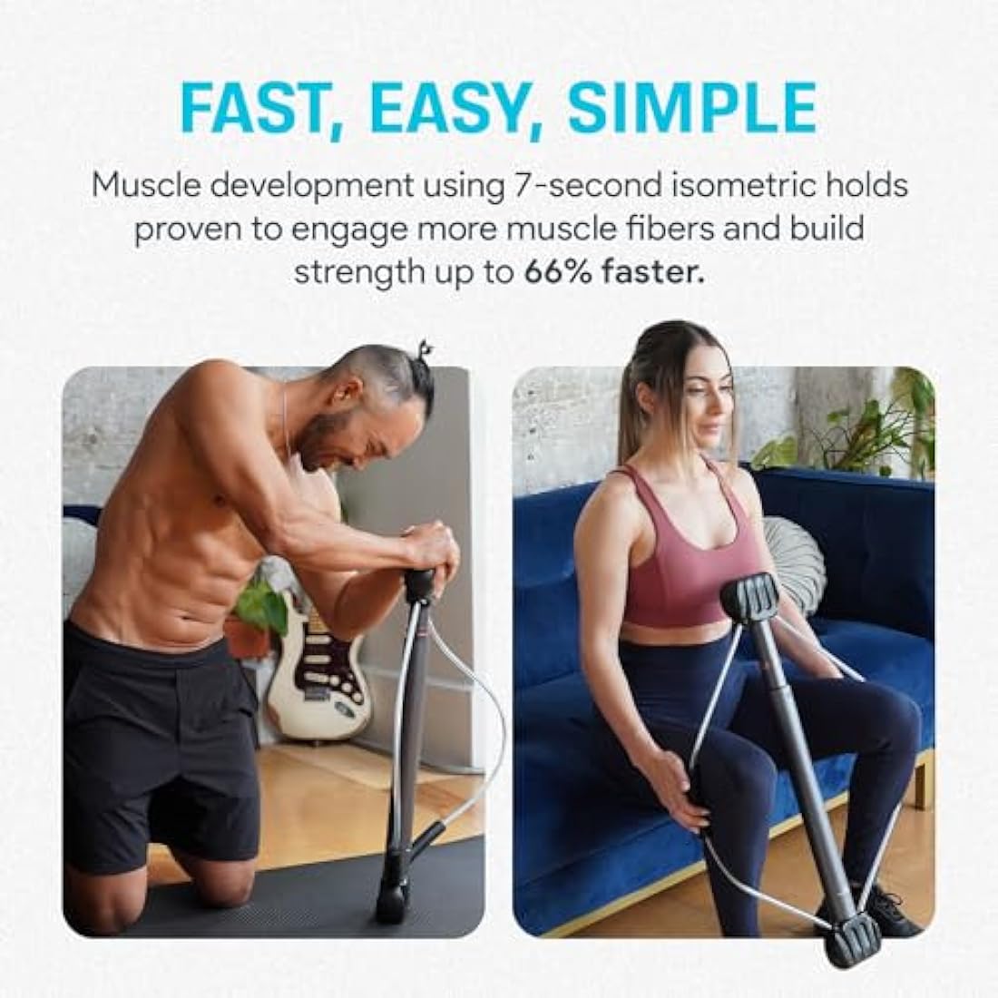 Bullworker Bow Classic 90cm Isometric Exercise Equipment, Portable Strength Training At Home Gym Equipment for Back, Shoulder, Chest, Biceps, Abs, Arm, Ab Workout, All In One Exerciser for Men & Women