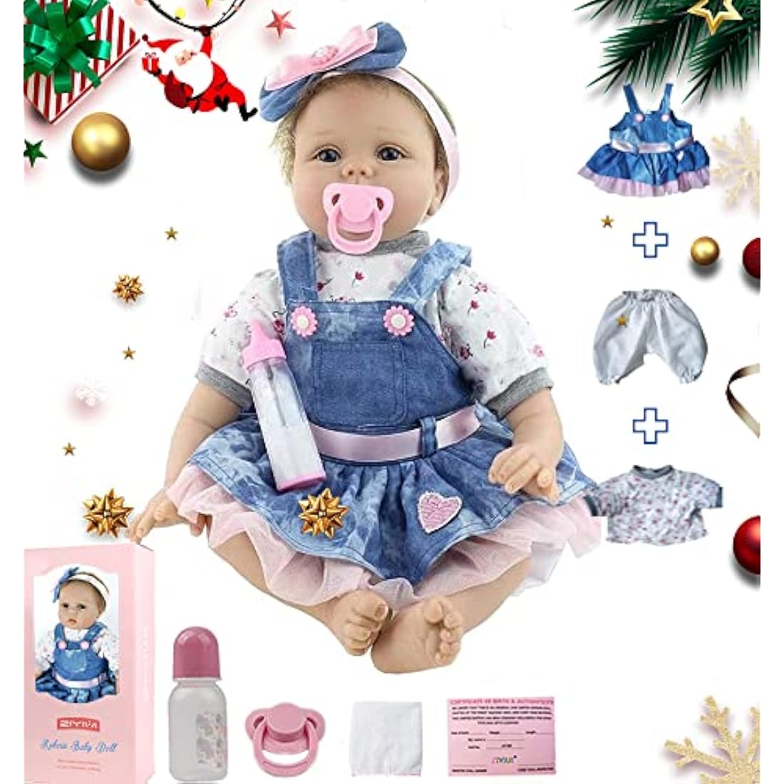 ZIYIUI Realistic Baby Doll With Accessories 22-Inch Handmade Reborn Baby Dolls 55cm Reborn Dolls Girl Boys & Girls Toy Gift Lifelike Baby Doll Soft Silicone Vinyl Cotton Material, Ages 3+
