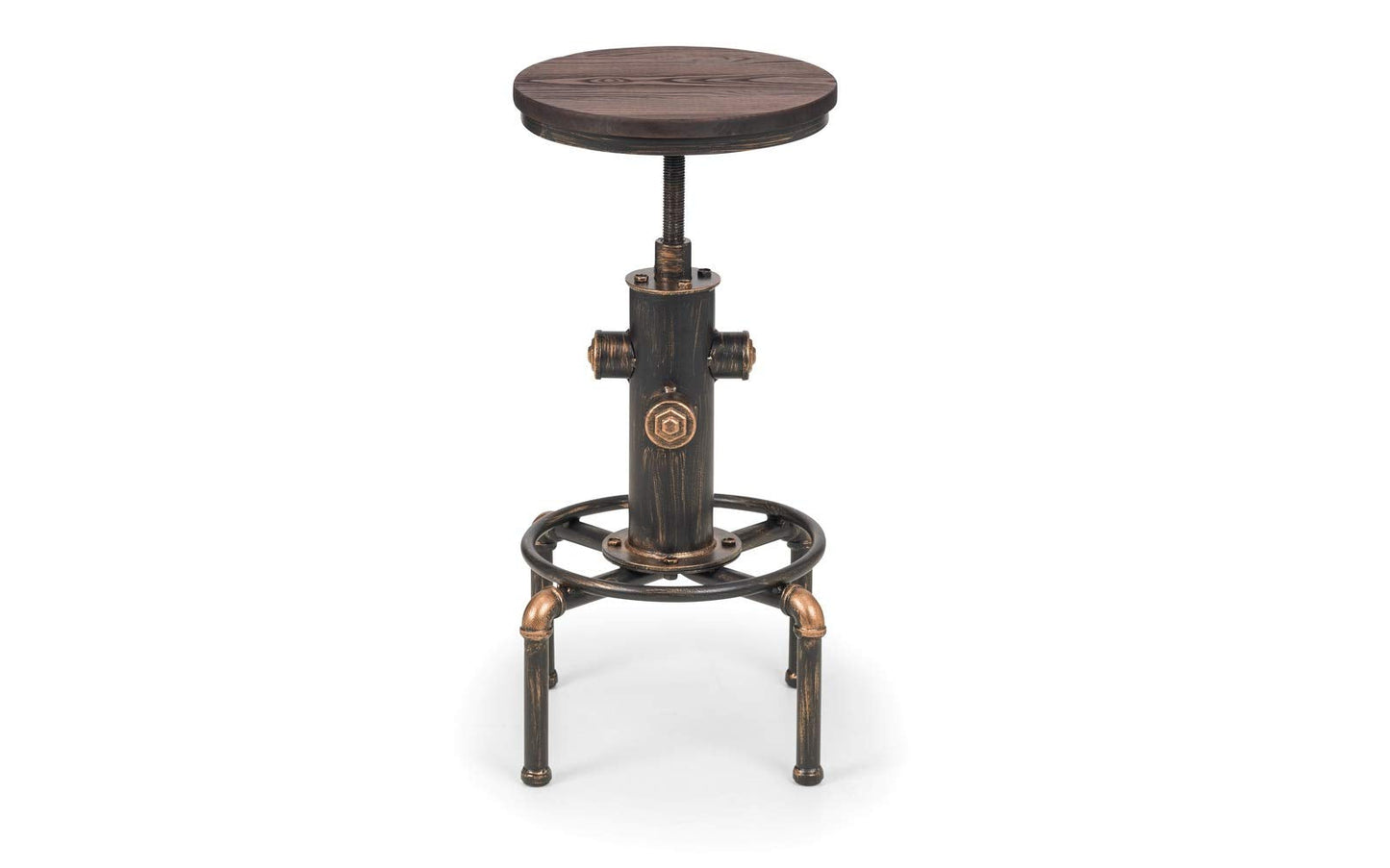 Julian Bowen Rockport Bar Stool, Pipework, Solid Wood - H75 x W42 x D42cm