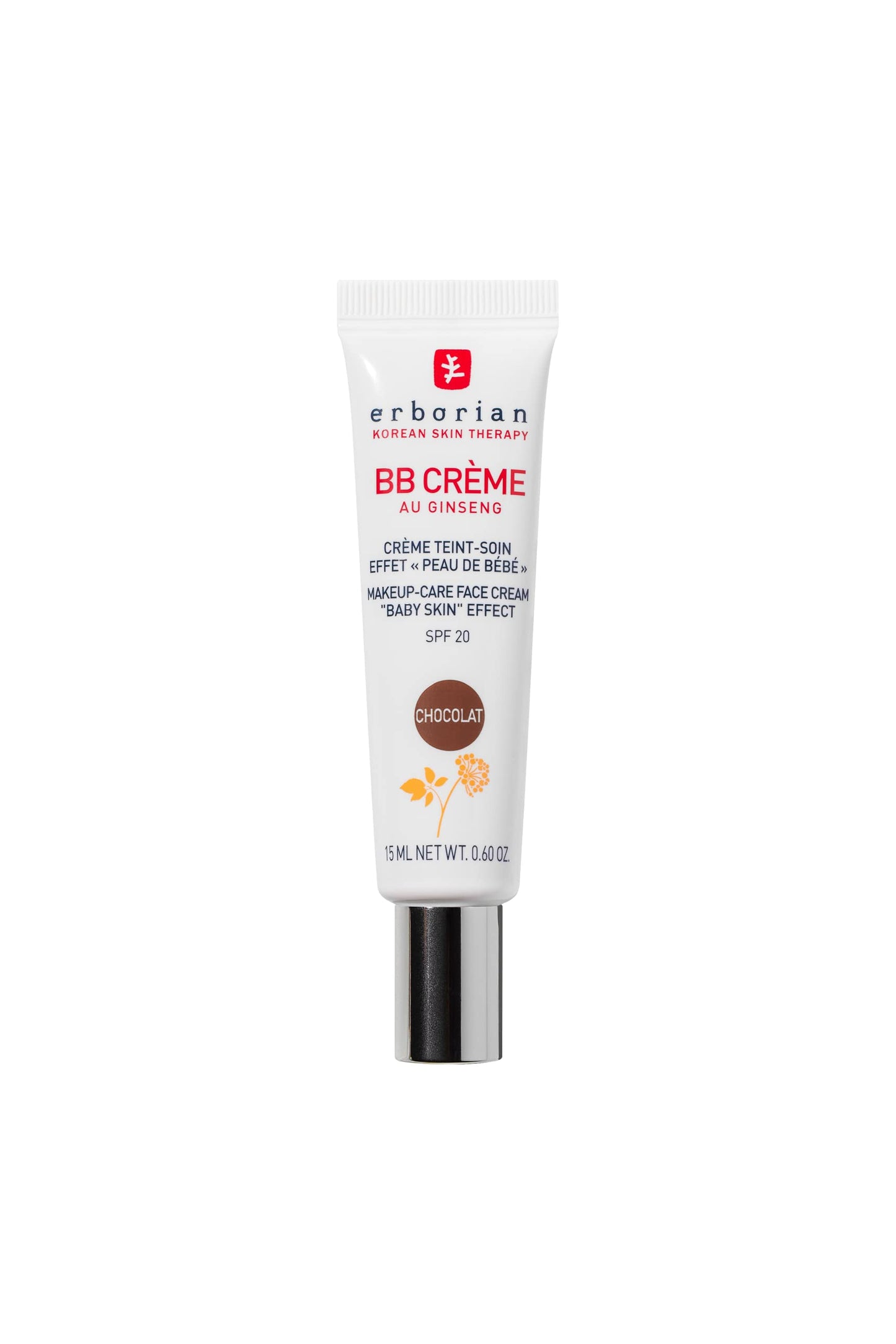 Erborian - BB Cream With Ginseng - Complexion Cream - "Baby Skin" Effect - Korean Cosmetic Treatment 5 -In -1 For SPF 20 - Chocolat 15 ml