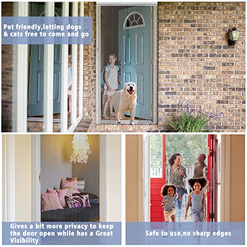VerRich Dark Grey 80 x 200cm Aluminium Chain Curtain Door Fly Screens Metal Fly Curtain Insect Blinds Pest Control