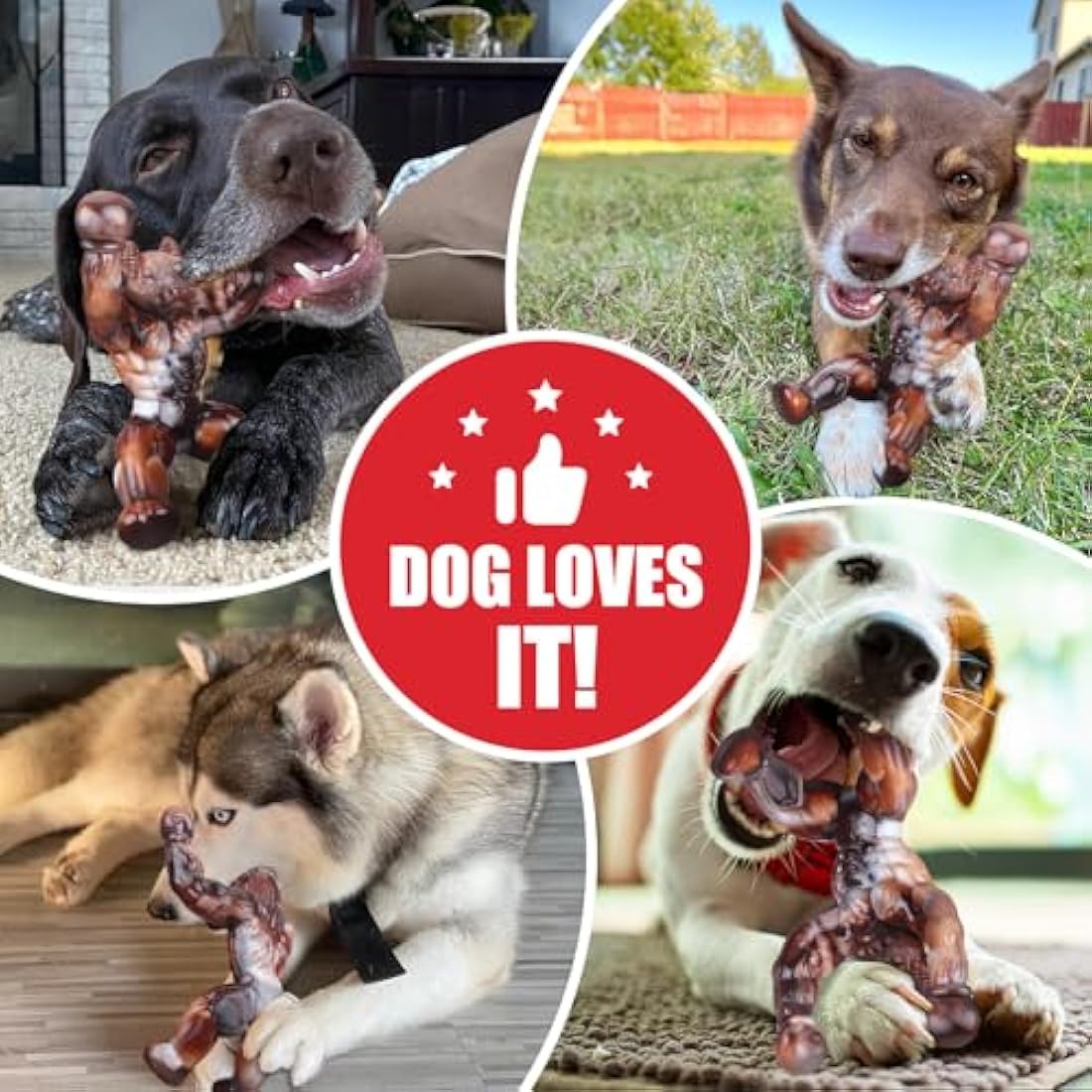 Zinbo Dog Toys for Aggressive Chewers, Indestructible Dog Toys, Tough Dog Toy for Aggressive Chewers Medium/Large Breed, Real Bacon Flavored, Durable Nylon Dog Bone Toys (Large, Beef)