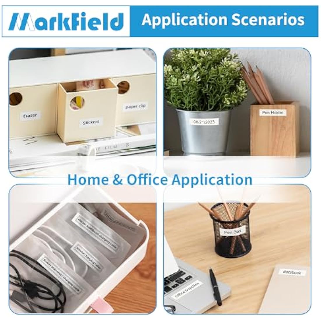 6X MarkField Compatibl with Dymo Letratag Tape 12 mm x 4 m, Black Print on White, Compatibl with Dymo Letratag Refills Labels for LT-100H LT-100T LT-110T QX50 XR 200B Plus