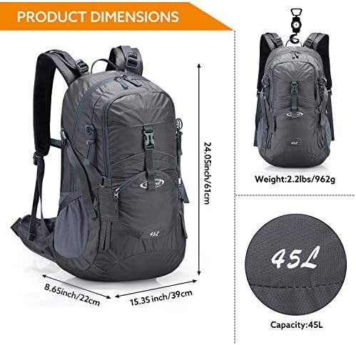 G4Free 45L Hiking Backpacks with Rain Cover Waterproof Trekking Backpack Travel Backpack Outdoor Camping Mountaineering Hiking for Men Women