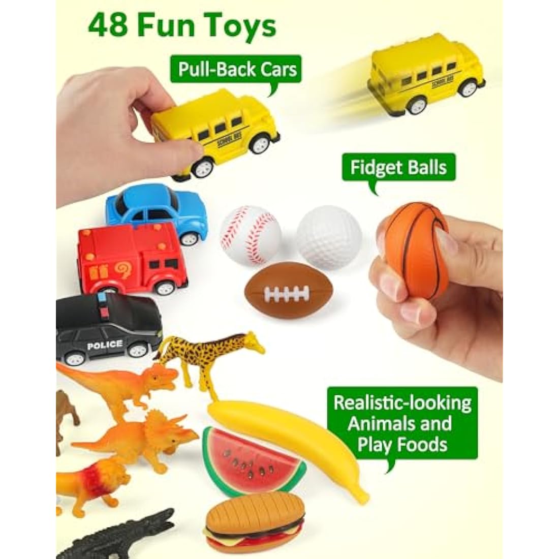 Coogam Sorting Toy for Toddlers, Animals Dinosaurs Fruits Vehicles Foods Fishes Balls Farm Playset, Fine Motor Game Preschool Educational Learning Gift for 2 3 4 Year old