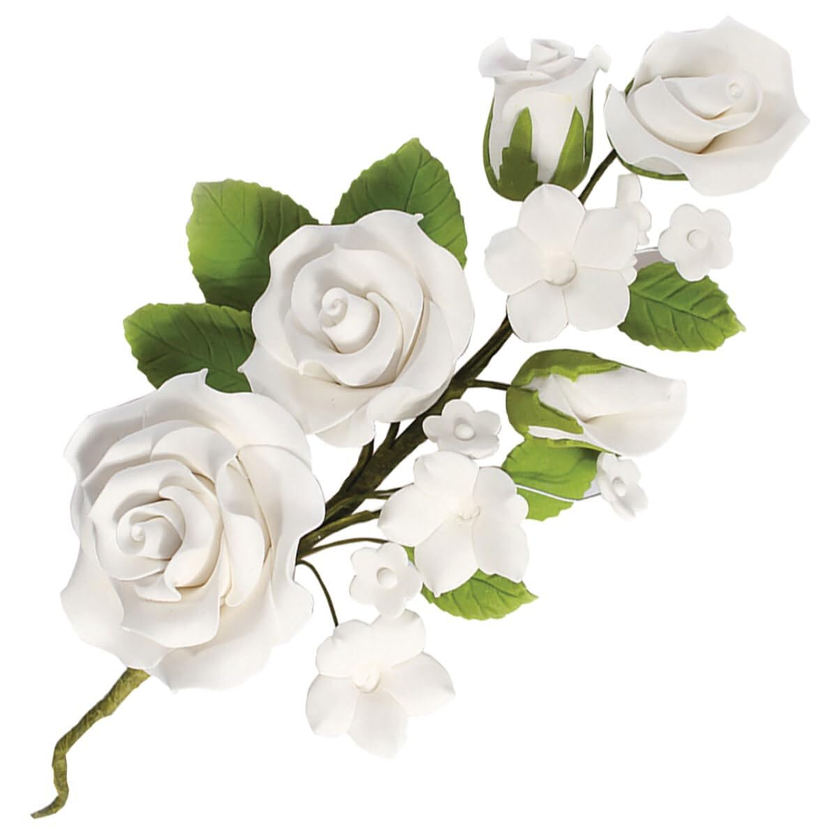 White Rose Sugar Flower Anniversary Wedding Cake Spray Gum Paste