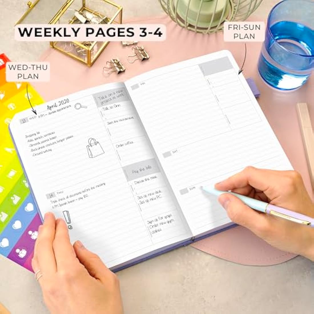 Clever Fox Advanced Weekly Planner – Undated Life Goal Planner for Daily Productivity & Time Management – Day Organizer Journal – Hardcover A5, Lavender