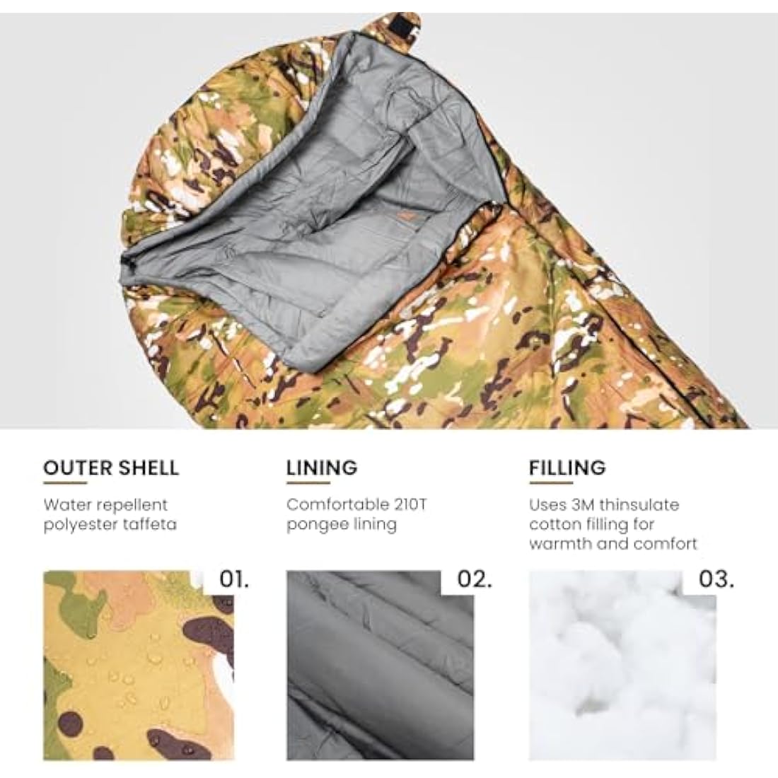 OneTigris Sleeping Bag, Survival Gear, 32°F Cold Weather Mummy Sleeping Bag for Camping Hiking Backpacking