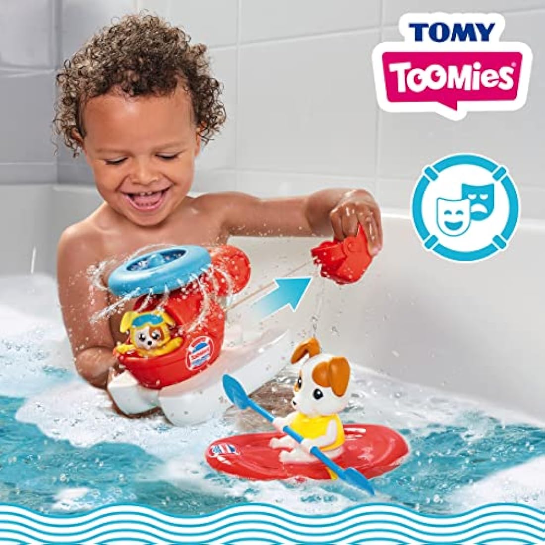 Toomies E73307C Tomy Sea Set Floating Helicopter and Rescue Raft Bundle – Water Spinning Rotor – Pilot Squirter – Baby Bath Toy & Pourer – Suitable from 12 Months
