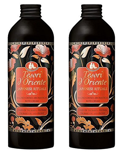 Tesori d'Oriente:"Japanese Rituals" Bath Cream with Tsubaki Oil and Peony * 16.9 Fluid Ounce (500ml) Bottle (Pack of 2) * [ Italian Import ]
