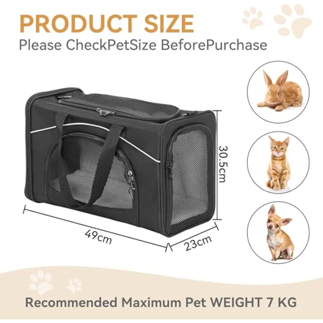 Petsfit Cat Carrier Airline Approved ，Large Cat Carrier,Foldable Cat Carriers Medium Two-Way Placement on Plane for Cats and Small Dogs, Black