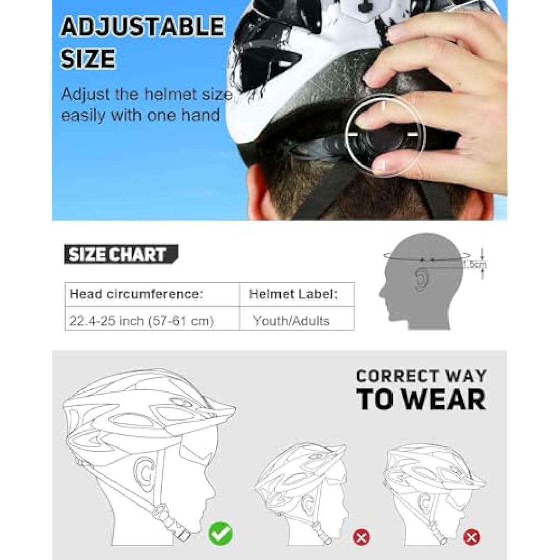 RaMokey Bike Helmet for Men and Women, Lightweight Cycle Helmet with LED Light Magnetic Goggle Sun Visor, Mountain & Road Bicycle Helmets for Adult Cycling Adjustable Size 57-62cm