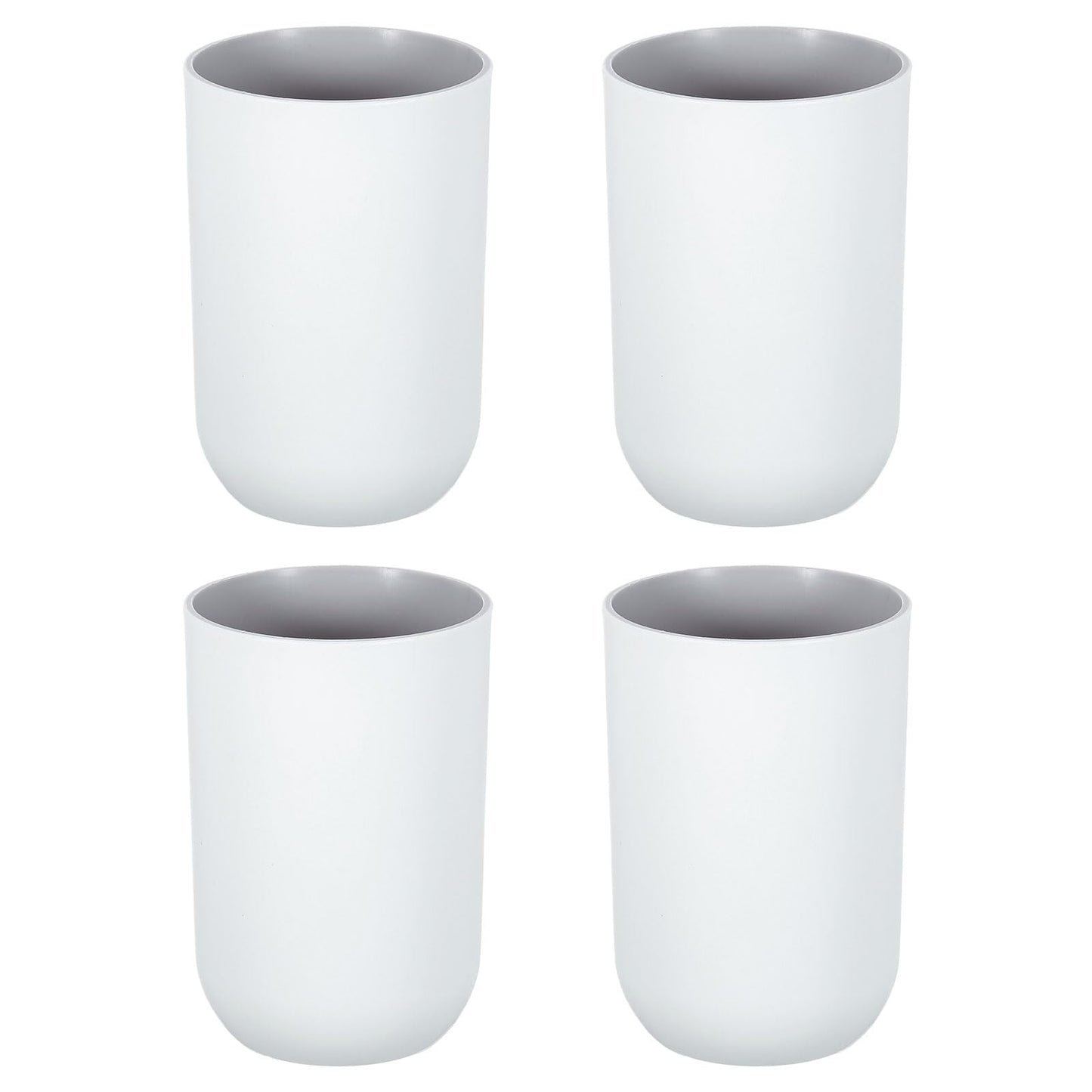 sourcing map 4Pcs Plastic Drinking Cups, Double Color Unbreakable Reusable Bathroom Cup Mouthwash Cup Toothbrush Tumbler Holder, Grey