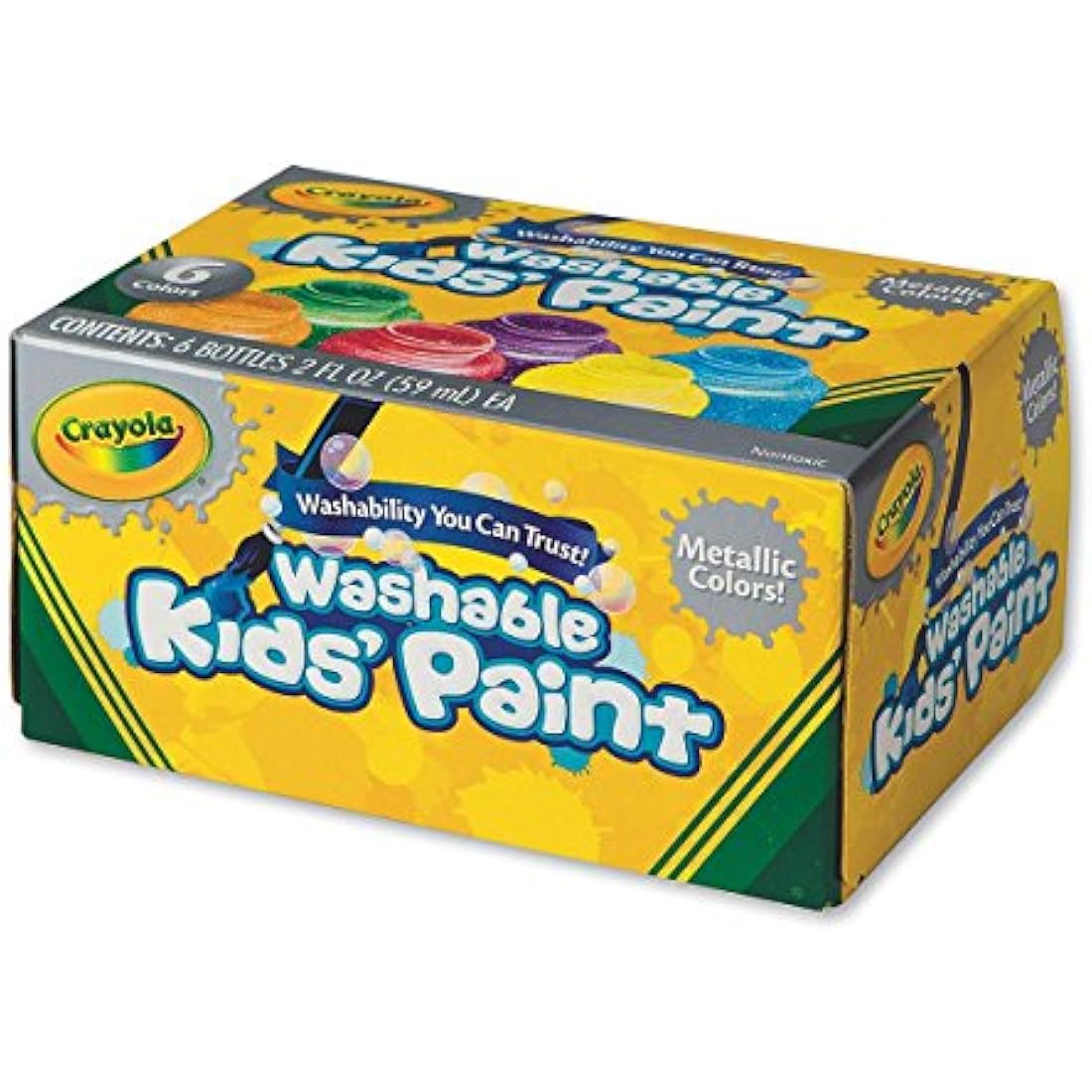 CRAYOLA Washable Metallic Paint - Assorted Colours (Pack of 6) | Add Some Extra Shine to Your Arts & Crafts! | Ideal for Kids Aged 3+