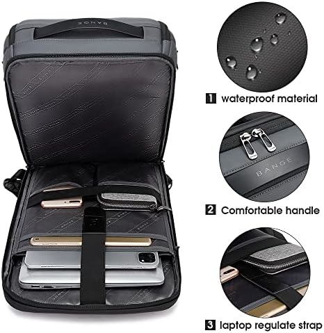 BANGE Business Smart Backpack Waterproof fit 15.6 Inch Laptop Backpack with USB Charging Port,Travel Durable Backpack