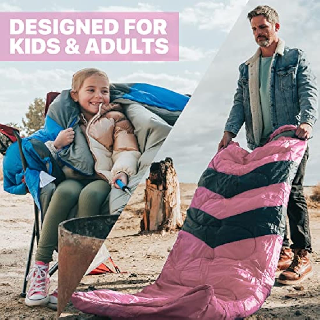MalloMe Sleeping Bags for Adults & Kids Sleeping Bag 3-4 Season - Ultralight Backpacking Sleeping Bag Cold Weather & Warm, Lightweight Compact, Single Adult Girls Boys Winter Sleep Camping Accessories