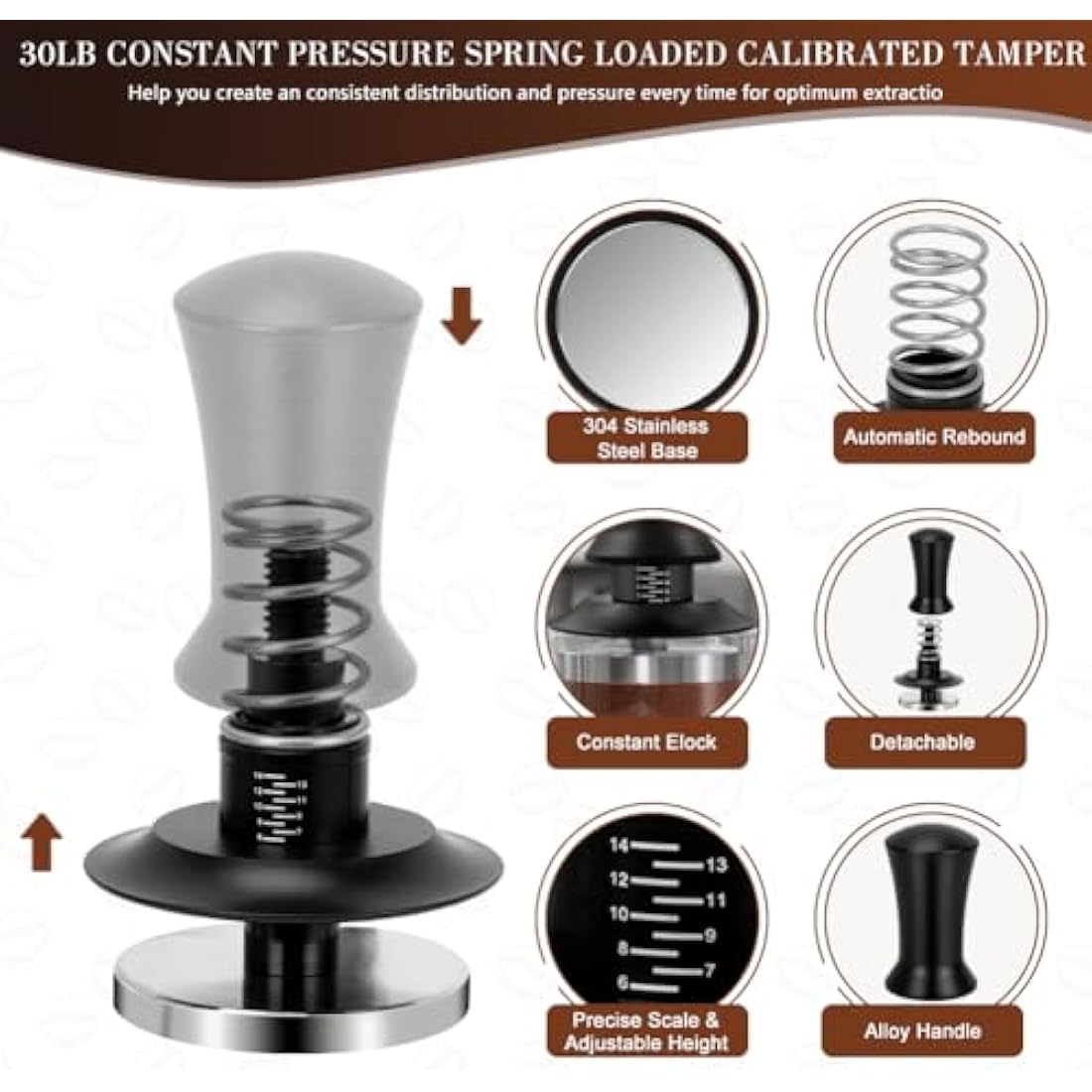 Y-Step 5 Pcs Coffee Tamper Set, Espresso Coffee Accessories Set, with 51mm Coffee Tamper Station, Coffee Leveler, Espresso Tamper, Coffee Stirrer, Coffee Cleaning Brush - Coffee Tamper Holder Set