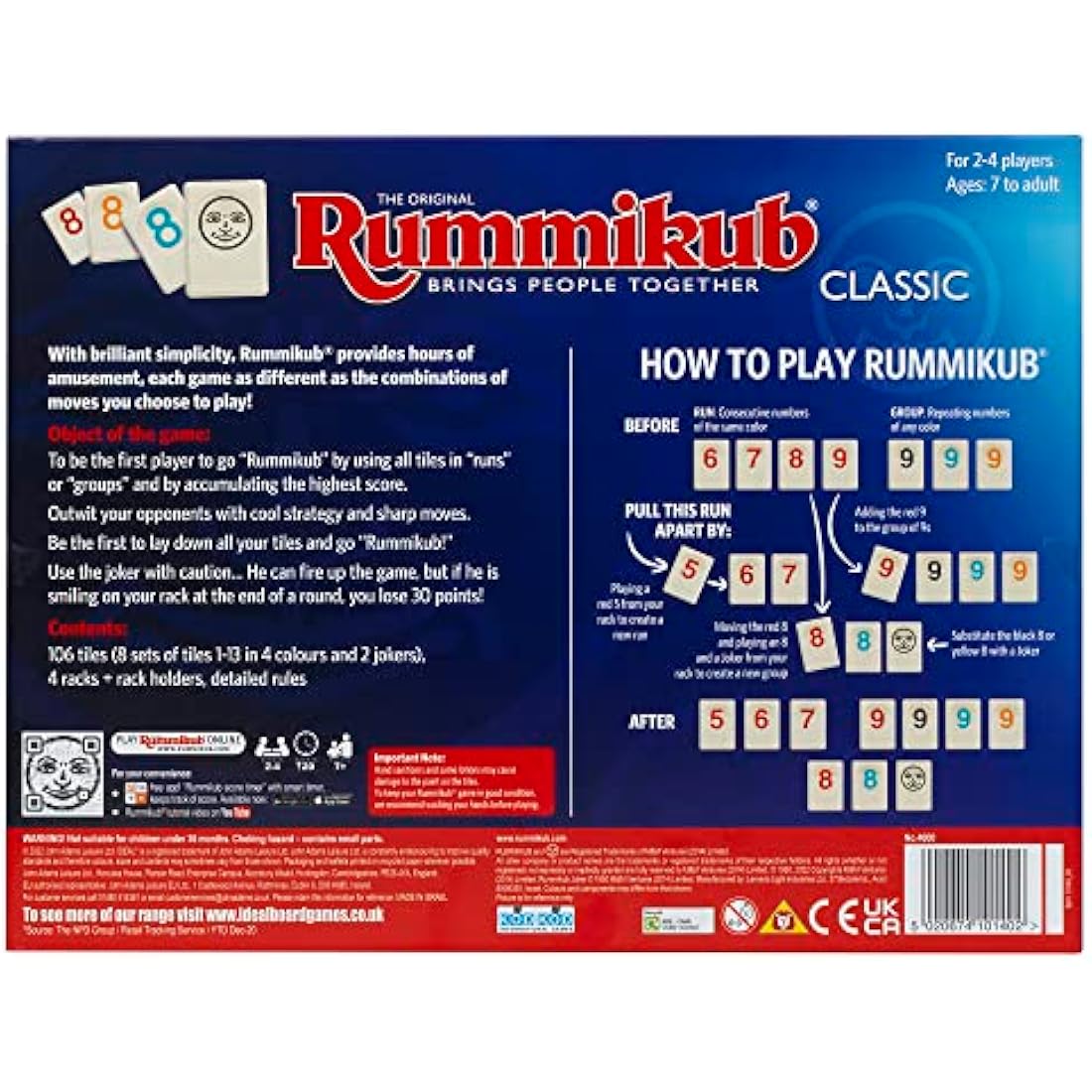 Rummikub IDEAL Classic Game: Brings People Together | Family Strategy Games | For 2-4 Players | Ages 7+