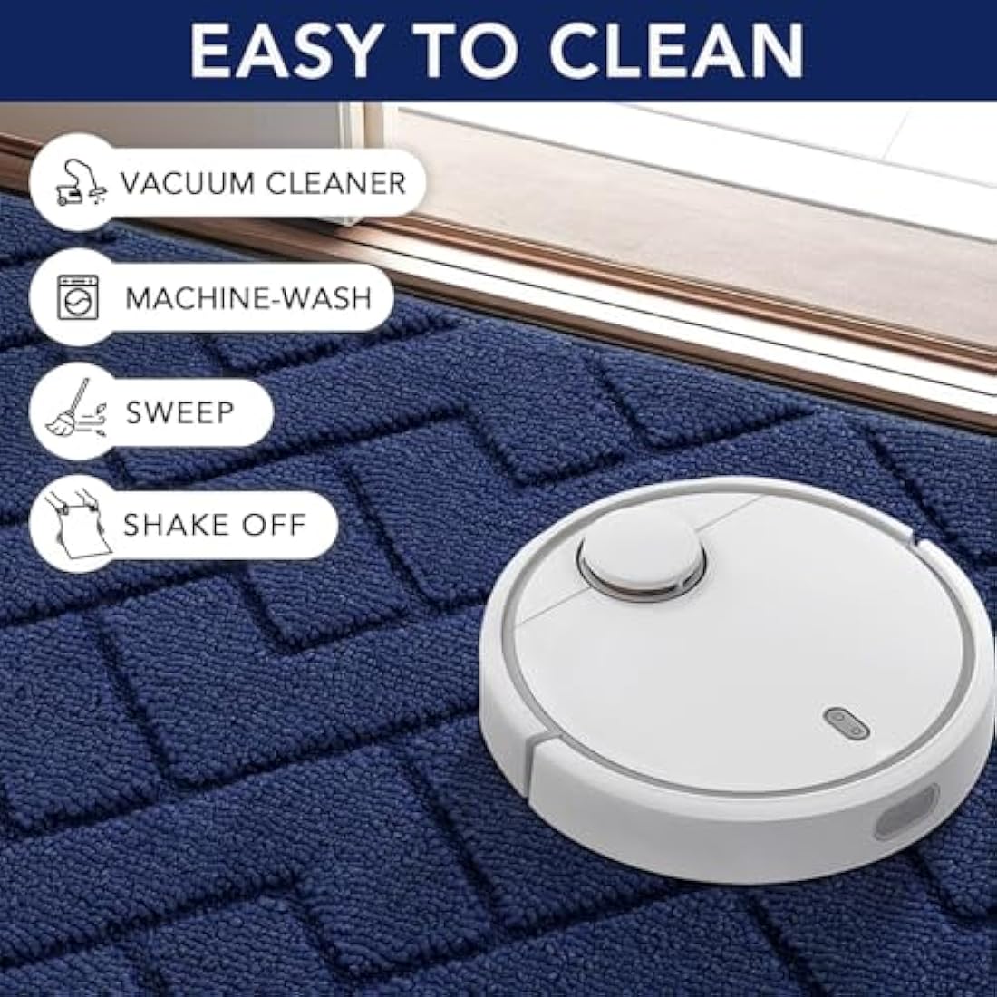 Biscpro Door Mat 60x90 cm, Indoor DoorMat Washable, Doormat Indoor Dirt Trapper Non-slip, Absorbent Inside Entrance Rug Floor Mat for Entryway, Patio, Garden, laundry Room,Pets and Dogs - Blue