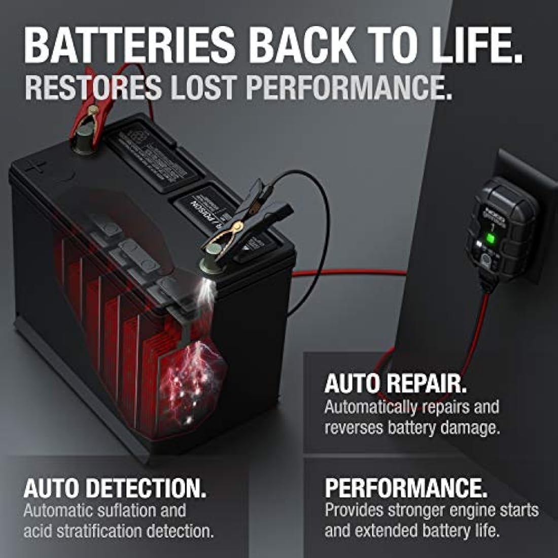 NOCO GENIUS1: 1A 6V/12V Smart Battery Charger – Automatic Maintainer, Trickle Charger & Desulfator with Overcharge Protection & Temperature Compensation – For Lead-Acid & Lithium Batteries