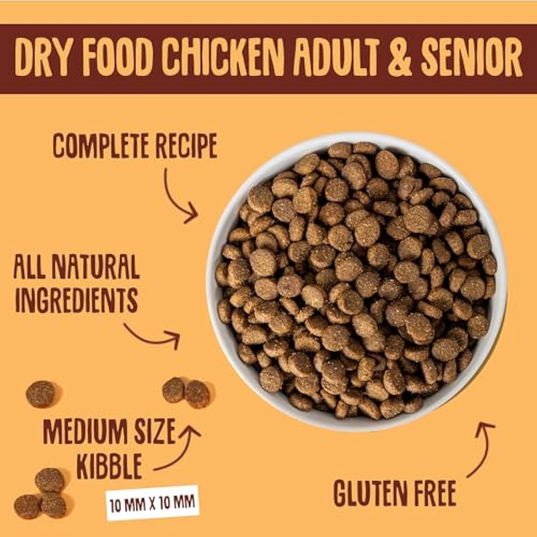 Scrumbles Natural Dry Dog Food, Gluten Free Recipe With Fresh Chicken, For Adults And Senior Breeds, 7.5Kg Bag