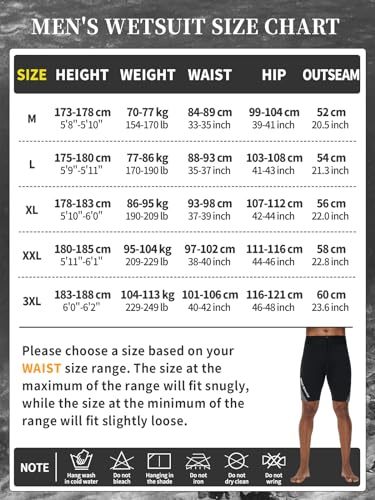 Owntop Men Wetsuit Pants - 2mm Neoprene Wetsuit Shorts, Keep Warm for Surfing Snorkeling Swimming Diving Wetsuit Bottoms, Men Grey M
