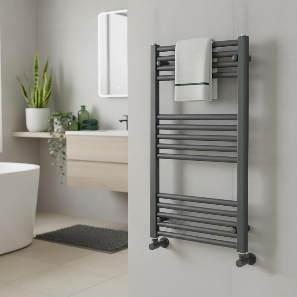 Greened House Anthracite Heated Towel Rail 400mm W x 800mm H