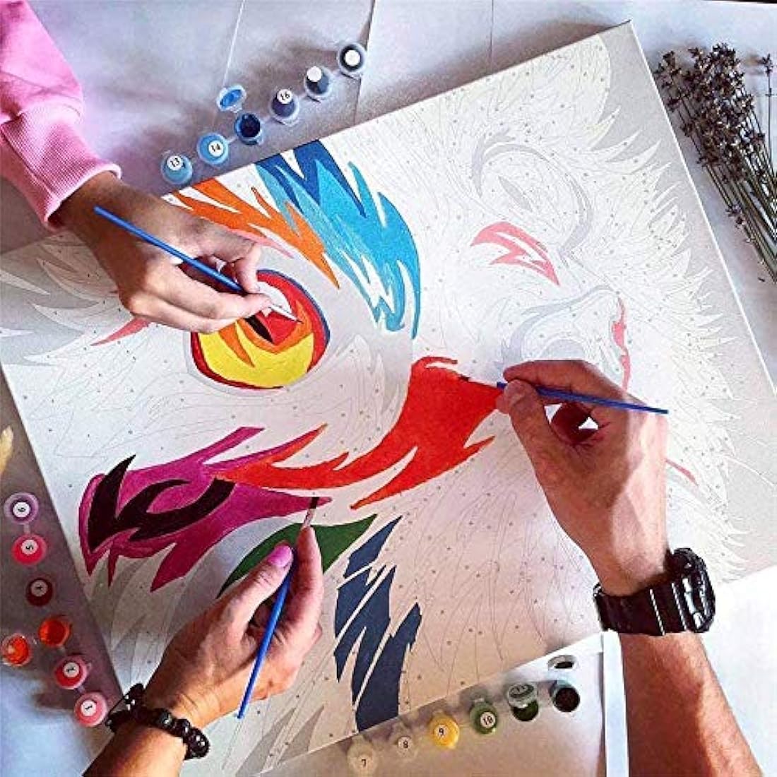 Painting by Number Kits for Adult, DIY Canvas Oil Painting Kit for Kids or Beginner with Paint brushes Acrylic Pigment Drawing Paintwork 16x20inch Without Frame (Sea view)