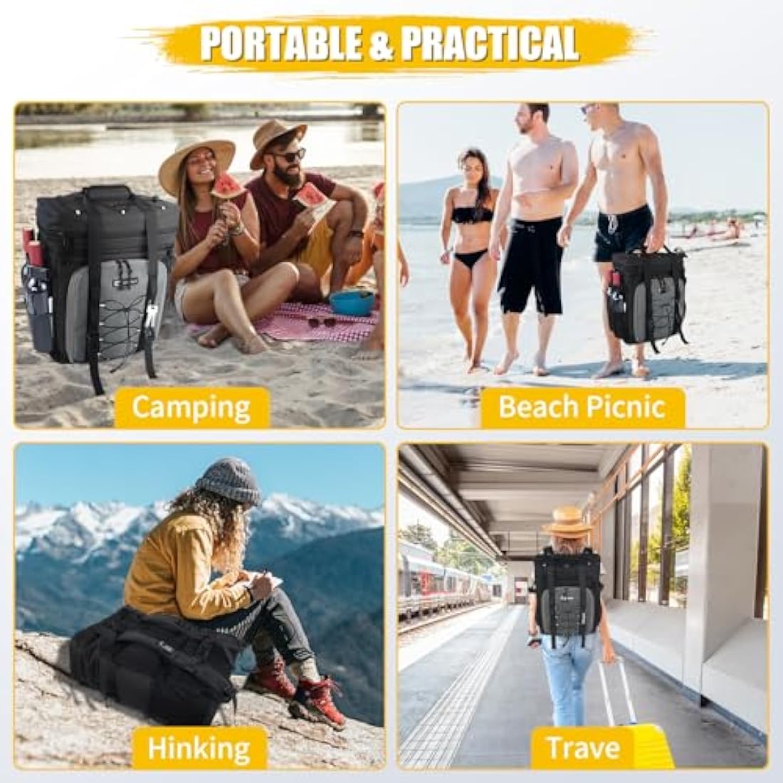 Backpack Cooler - AYAMAYA Upgrade Leakproof Cooler Backpack with Padded Top Handle, 40 Cans Large Waterproof Insulated Camping Coolers for Beach, Fishing, Picnic, Travel, BBQ