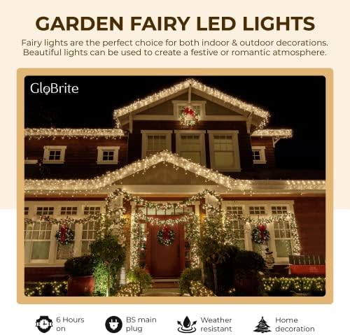 GloBrite Fairy Lights 1000 LED - Christmas Lights with 8 Modes Function for Christmas Tree Outdoor Lights Christmas Lights Garden Lights Christmas Tree Decorations - White