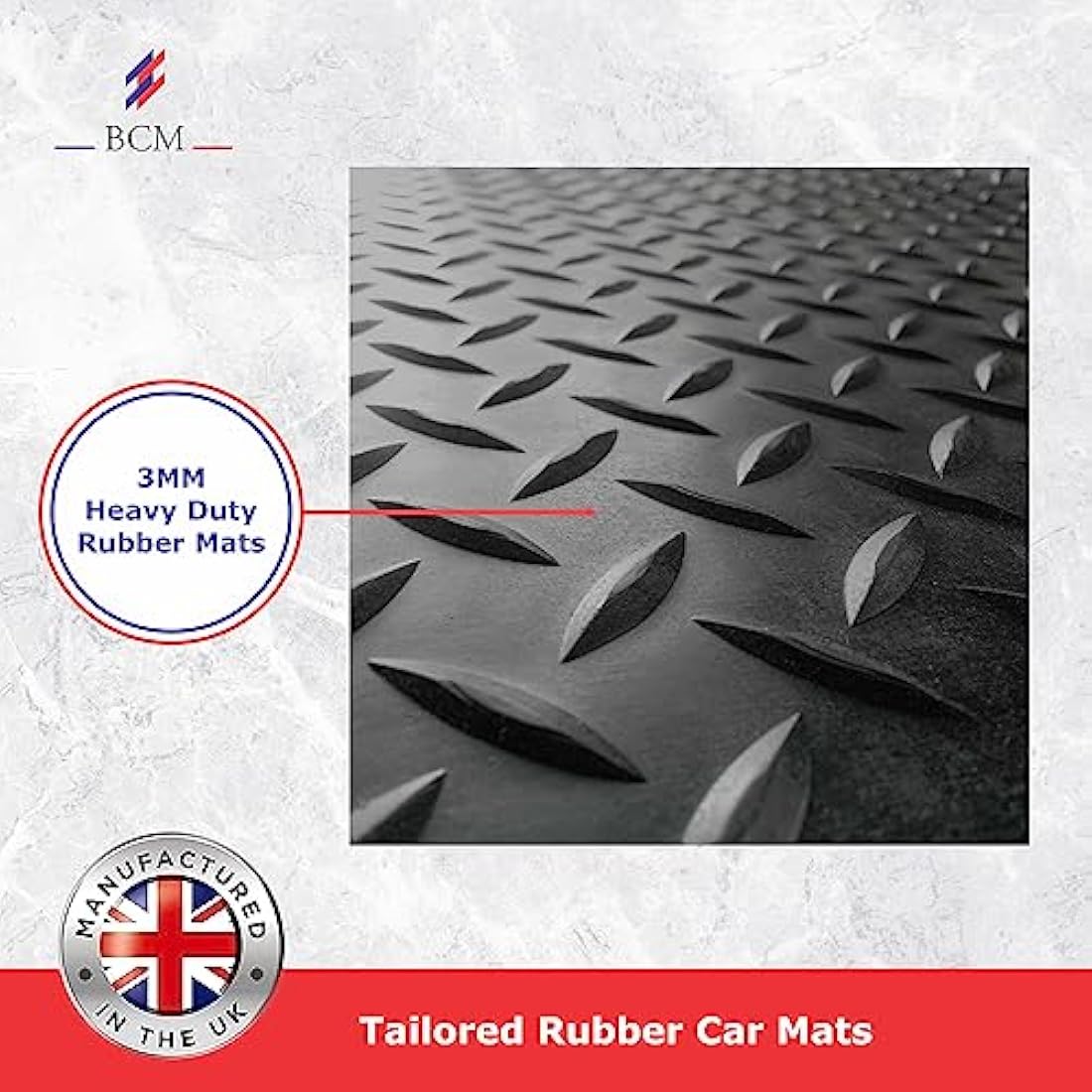BCM Car Mats - Compatible with Hyundai Kona 2017-Onward - Car Floor Mat - 3MM Rubber - Fully Tailored - Anti-Slip Backing - Black Trimming - 4 Piece Non-Slip Mat
