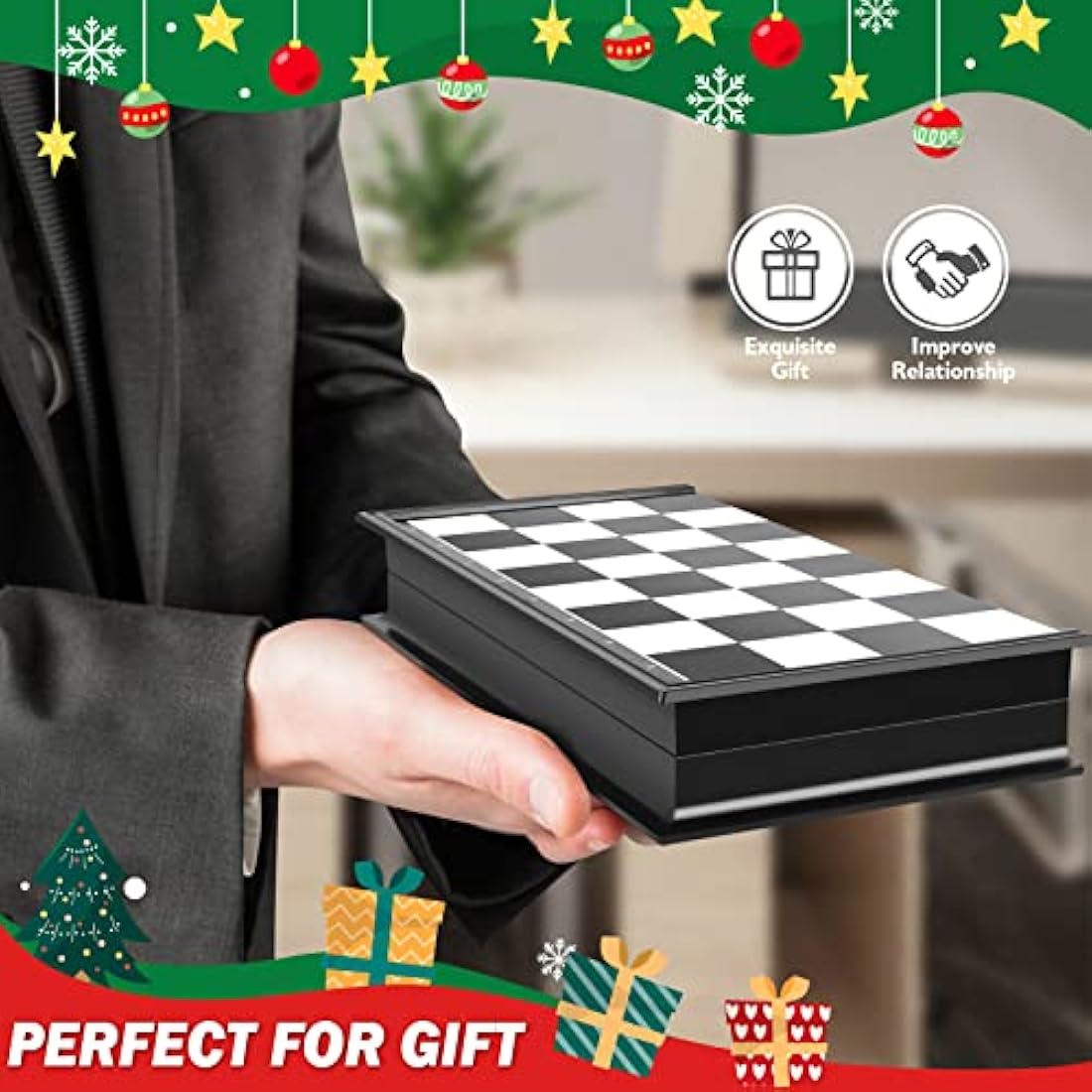 Peradix Chess Board Set Game -Travel Magnetic Chess Piece Set with Chess Folding/Portable Storage Board-Traditional Strategy Game for Kids/Children/Adults