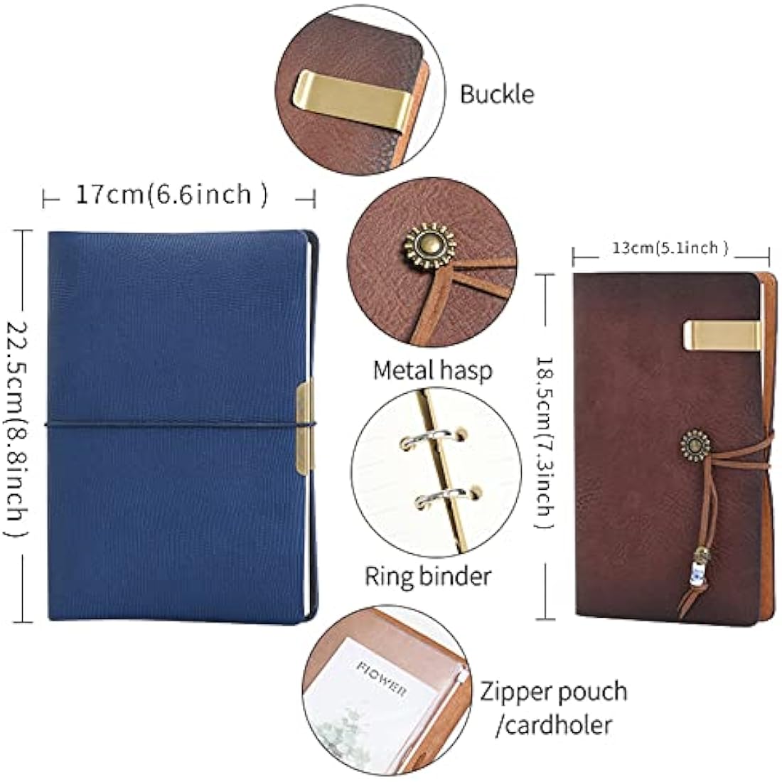 WONDERPOOL A5 Leather Diary Lined Paper Notebook & Pen - Refillable 6 Ring Binder Writing Spiral Journal with Ruled Notepads for Office Travel Work and Plan Agenda(a-Maroonpink, A5)