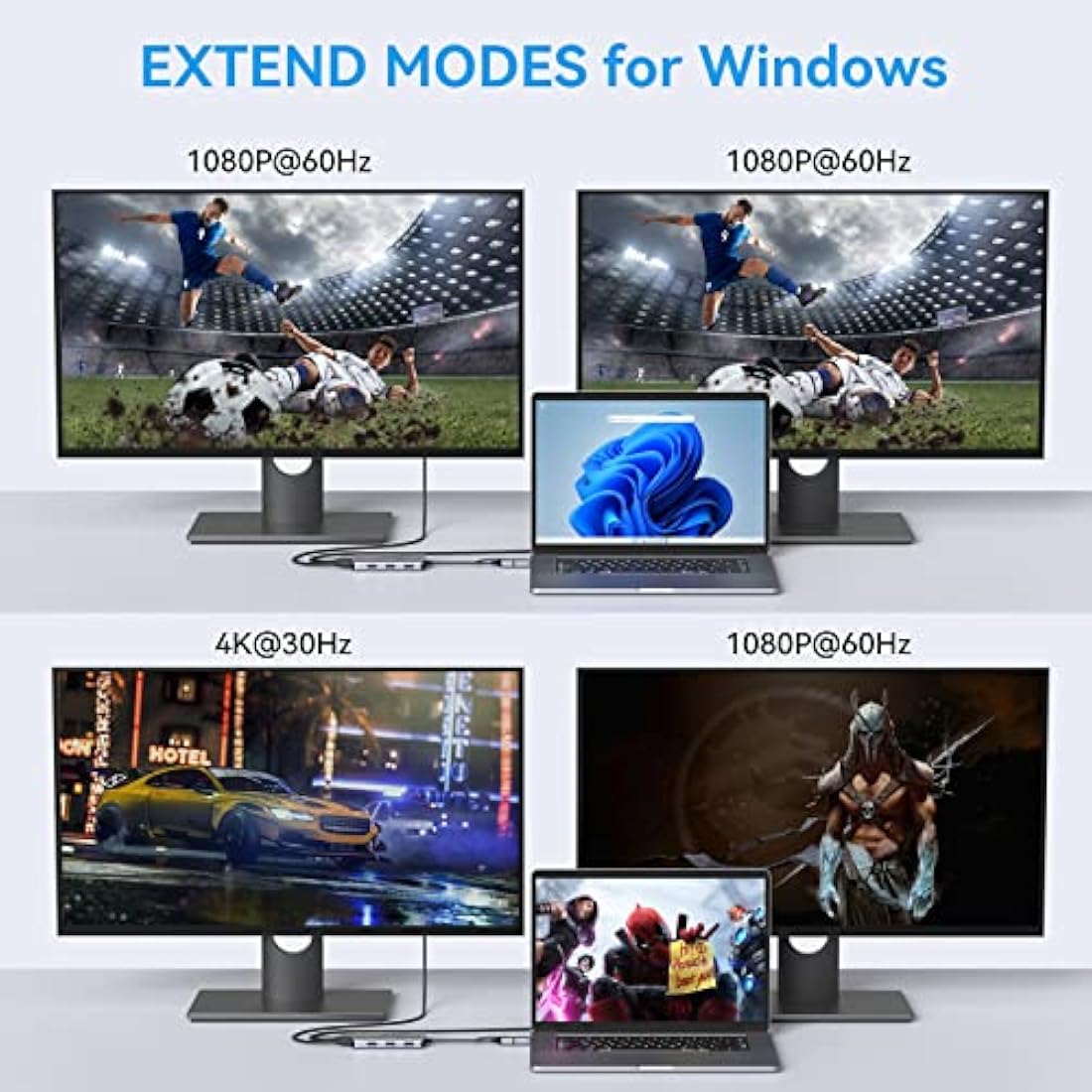 USB 3.0 Docking Station, HDMI Splitter Extended Display Dual HDMI Adapter USBC Laptop Universal USB Docking Station with 2 Hdmi Dual Monitor Dock for M1 M2 MacBook Pro/Air, Microsoft, Dell, HP