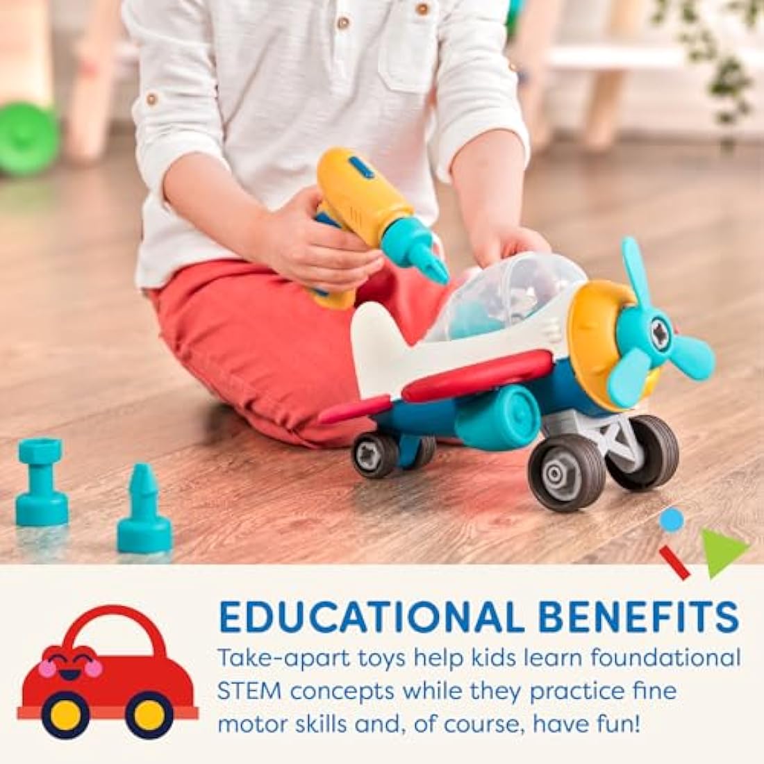 Battat – Wonder Wheels – Take – Apart Airplane – Toy Plane With Drill For Kids – STEM– Developmental Toys – 3+ Years