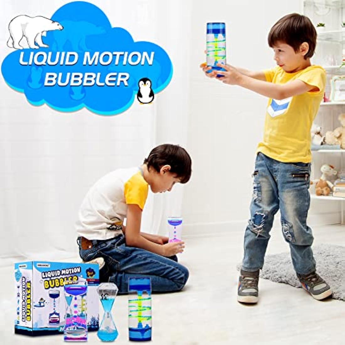 XINBAOHONG Sensory Toy for Relaxation, Motion Timer, Color Lava Lamp, 3 Pack Incredibly Effective Calming Stress Relief Hourglass Toy Liquid Motion Bubbler for Kids and Adults