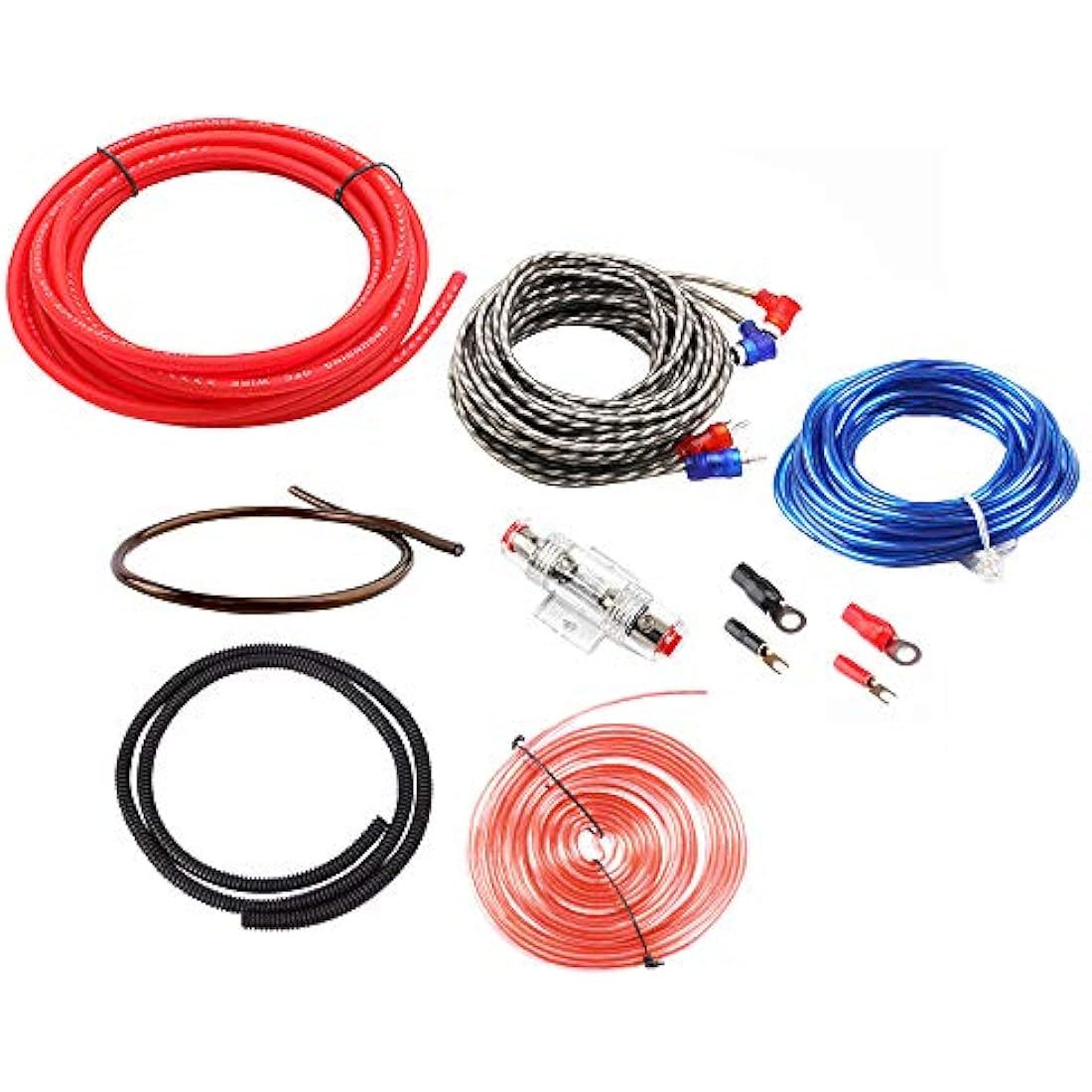 Mintice Car Amplifier Wiring Kit Audio Subwoofer AMP RCA Power Cable AGU FUSE 8 Gauge GA AWG Wire Install Connector Holder Automotive Van