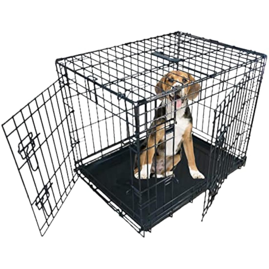 Ellie-Bo Black Standard Large 36-inch Folding 2-Door Dog Cage/Crate with Metal Tray