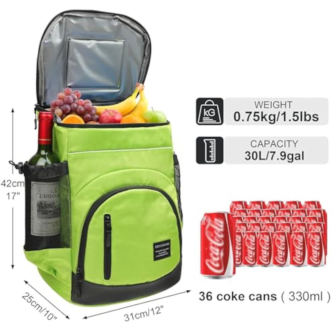 Outplea 30L Cooler Backpack, 36 Cans Insulated Soft Cooler Bag with Top Easy Access Pocket, Leak Proof Picnic Backpack for Beach Travel Camping BBQ